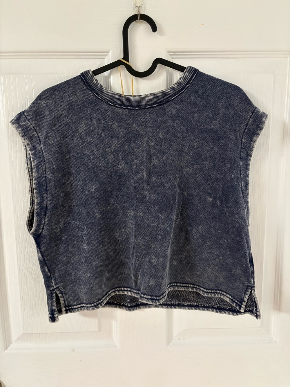NEW aerie Washed Denim-Blue Cropped Muscle Tank